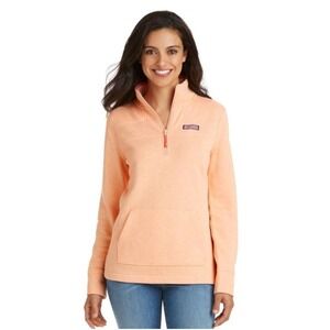Vineyard Vines Women's Peach Quarter Zip Pullover Sweatshirt Size M